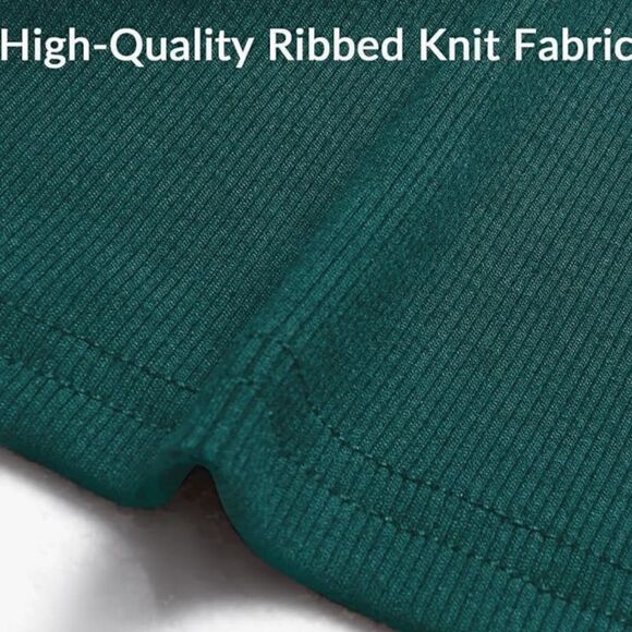 Off The Shoulder Short Sleeve Ribbed Casual Party Bodycon Midi Green Dress - Picture 4 of 15